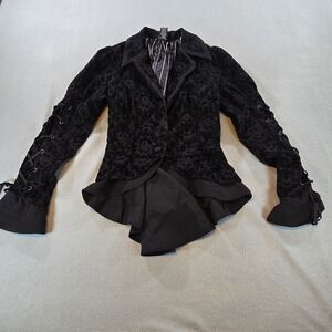 Disney Nightmare Before Christmas Blazer Womens MD Black Velvet Goth Jack Peplum